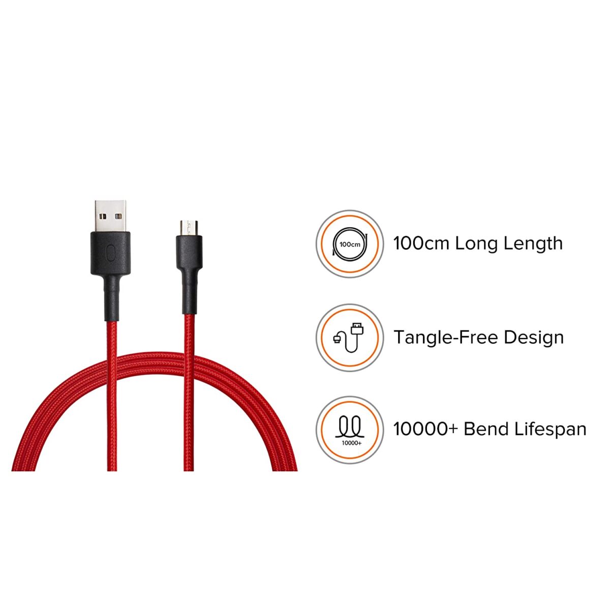 Mi Micro Usb braided Cable red